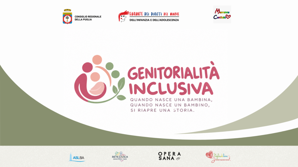 Logo del progetto Genitorialità Inclusiva di Mamme Contatto APS, realizzato con il contributo del Garante regionale dei Diritti del Minore della Puglia.